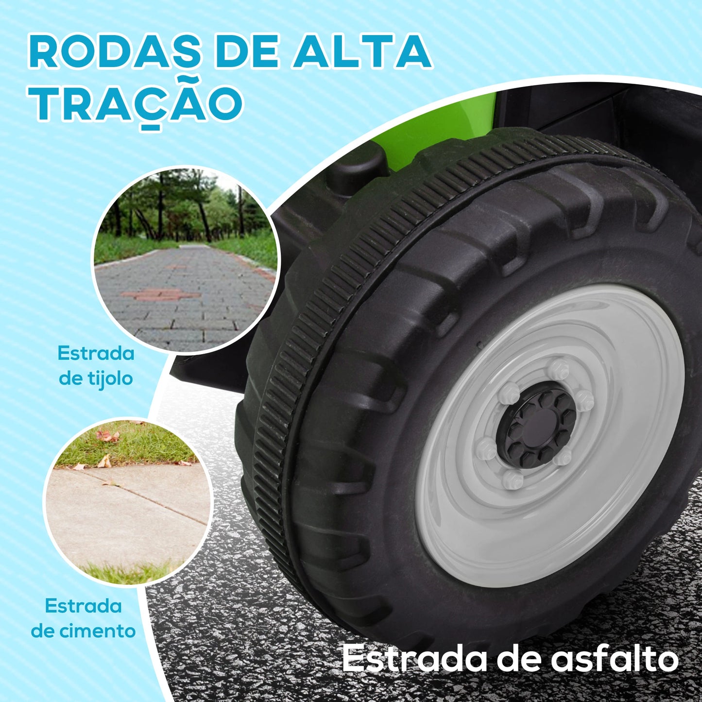 Trator Elétrico com Reboque Amovível com Controlo Remoto Música MP3 Luzes e Cinto de Segurança 136,5x50x52,5 cm